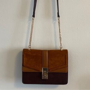 Aldo Brown Velvet Leather Crossbody Bag